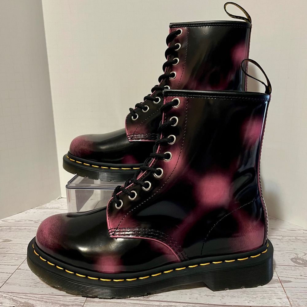 Dr. Martens 1460 Distressed Pink Arcadia Rub Off Leather Womens 7 Lace Up Boots